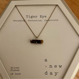 NWT tigereye, silver plated, 18 inch necklace